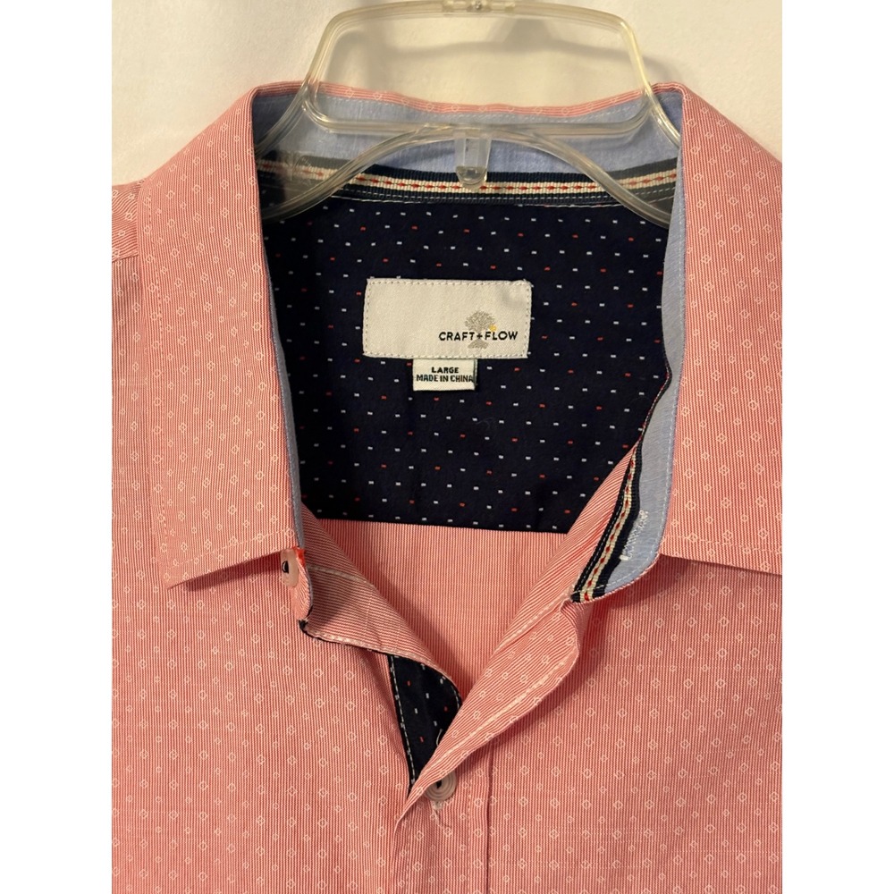 Craft & Flow Button-Up Shirt Dobby Dot Pattern Long Sleeve Casual Mens Large - Picture 3 of 11